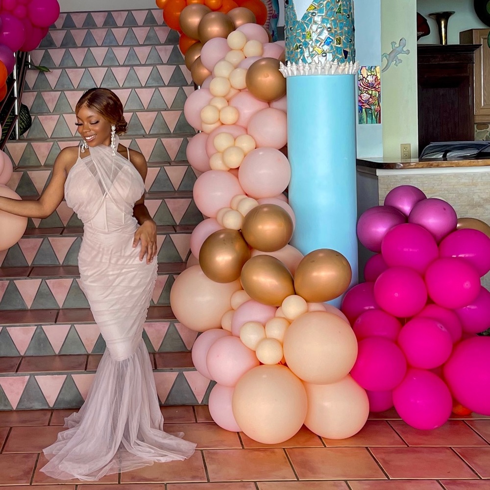 Nude Mermaid Prom Gown